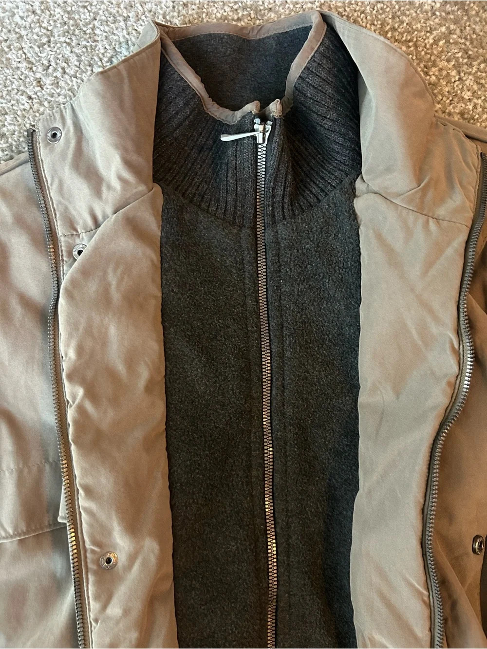 Men’s Taupe Khaki Puffer Bomber Jacket